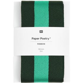 WOVEN RIBBON DUO STRIPES GREEN 58mm