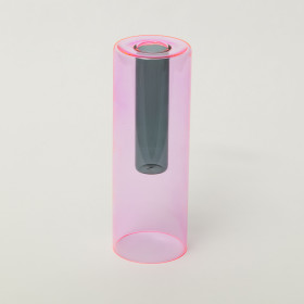Block Design Reversible Glass Vase Pink & Green