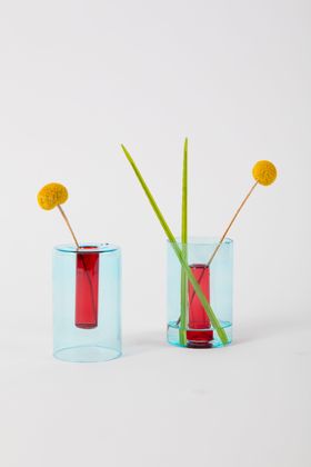 Block Design - Small Reversible Vase, Blue