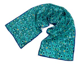  Klimt Turquoise Crepe De Chine Silk Scarf