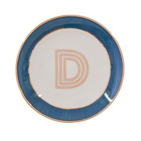 Library Trinket Dish Letter D Petrol Blue
