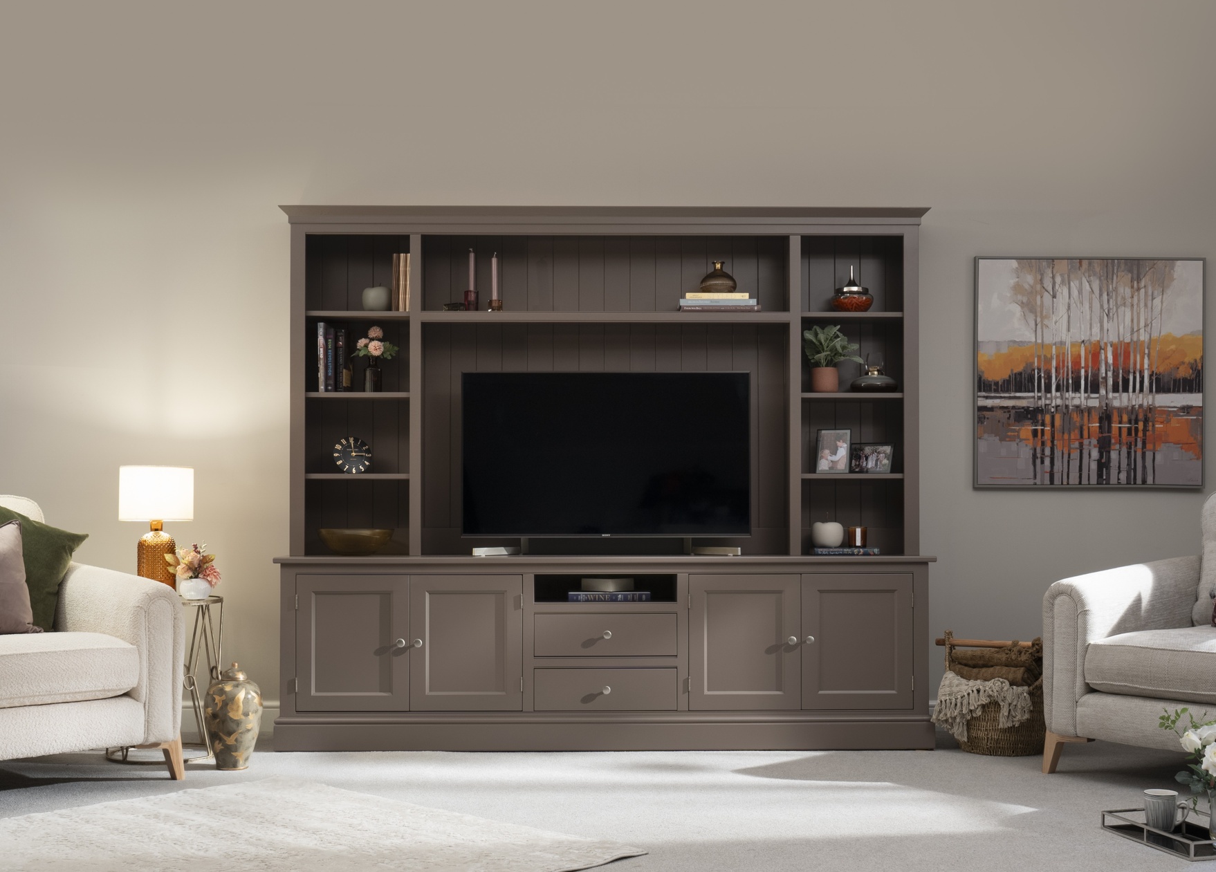 Amberley Large Media Wall Unit 4 Doors 2 Drawers