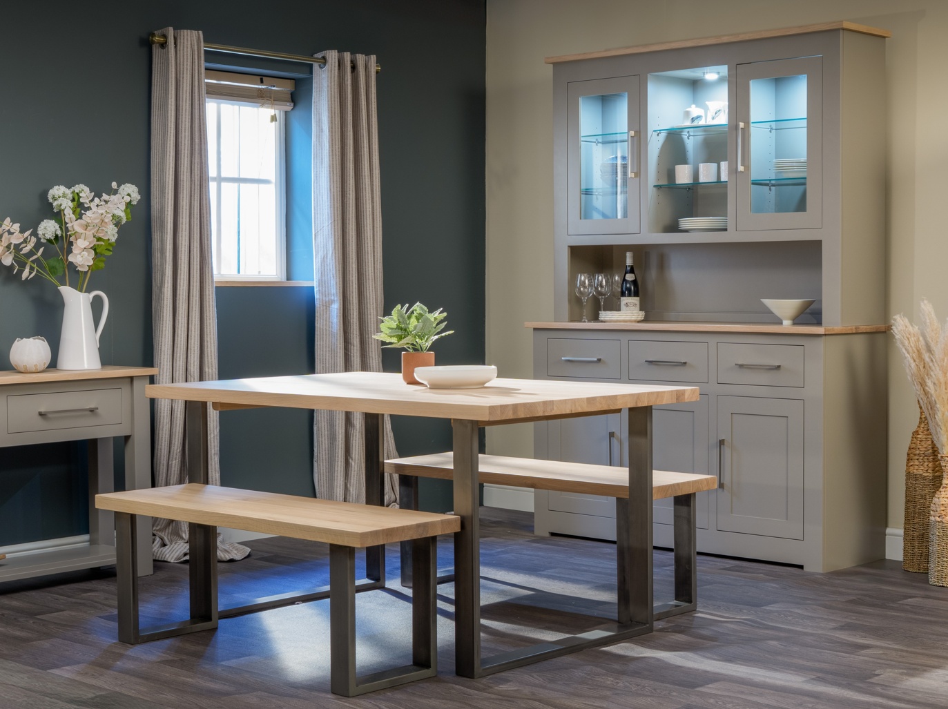 Portland Industrial Dining Table & Bench 02