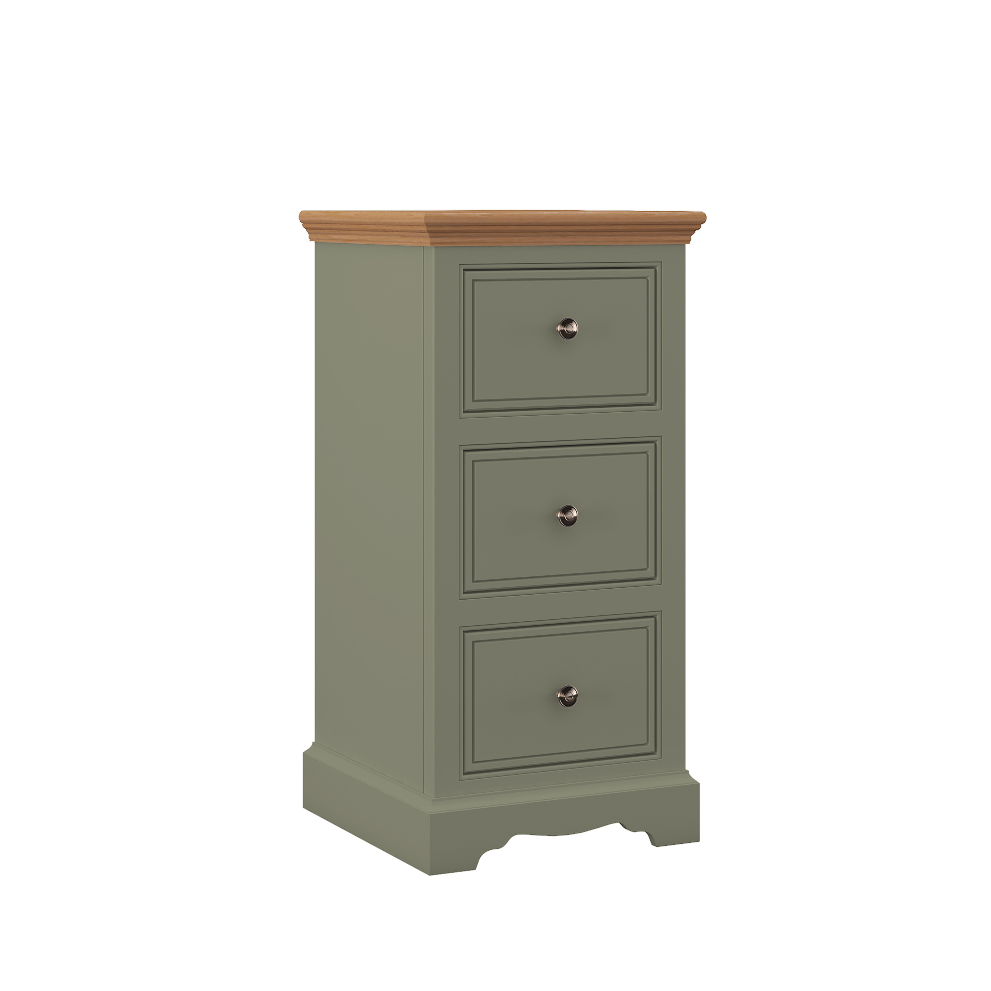Louis Tall 3 Drawer Bedside Moss