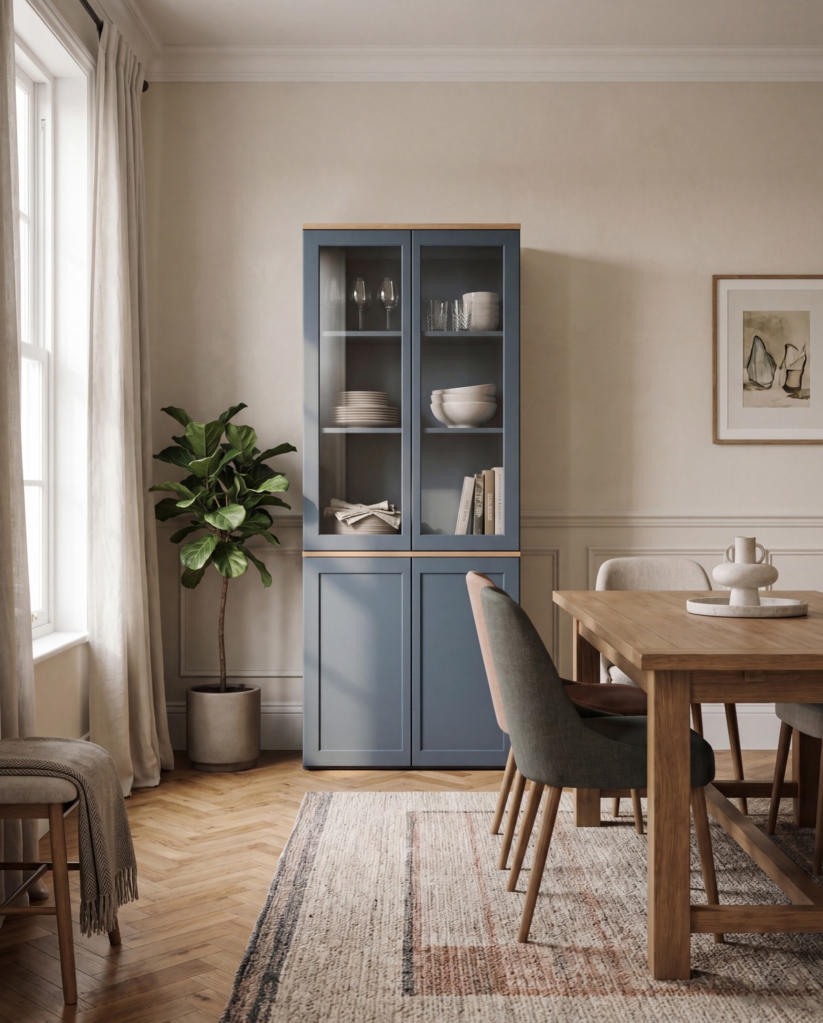 Broadway Modular Living 4 Door Display Cabinet In Dining Room