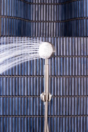 Swadling Brassware Engineer Hand Shower On Wall Station Brushed Nickel