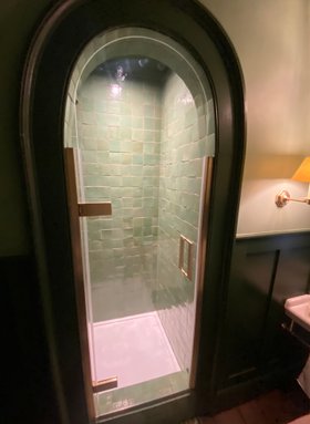 EauZone Hinged Door For Recess Bespoke Arch Shape with Brushed Brass finish