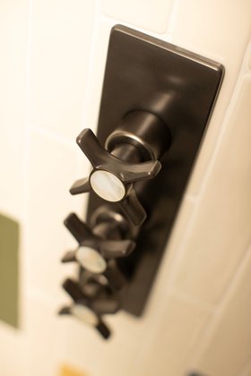 Swadling Brassware Illustrious Double Controlled Thermostatic Shower Mixer with Mother Of Pearl discs, Dark Bronze finish