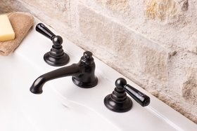 Swadling Brassware Invincible Deck Mounted Basin Mixer in Dark Bronze