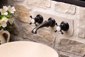 Swadling Brassware Invincible Wall Mounted Basin Mixer Dark Bronze
