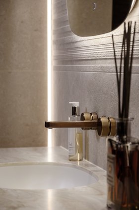 Swadling Engineer Basin Mixer with Aged Brass finish side view