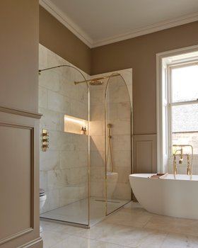 Matki EauZone Arch Wet Room Panel and Side Panel side view