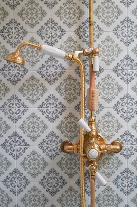 Swadling Brassware Double Exposed Shower controls with Hand Shower in Living Brass