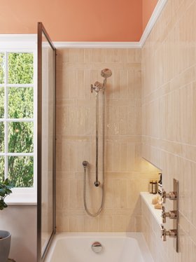 Swadling Illustrious Hand Shower on Hexagonal Slide Rail and Shower Mixer with Polished Nickel finish and Mother Of Pearl discs