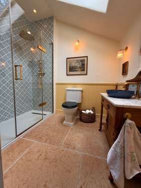 Swadling Brassware Invincible Deluge, Hand Shower and Shower Mixer with Living Brass finish and Matki EauZone Shower Enclosure