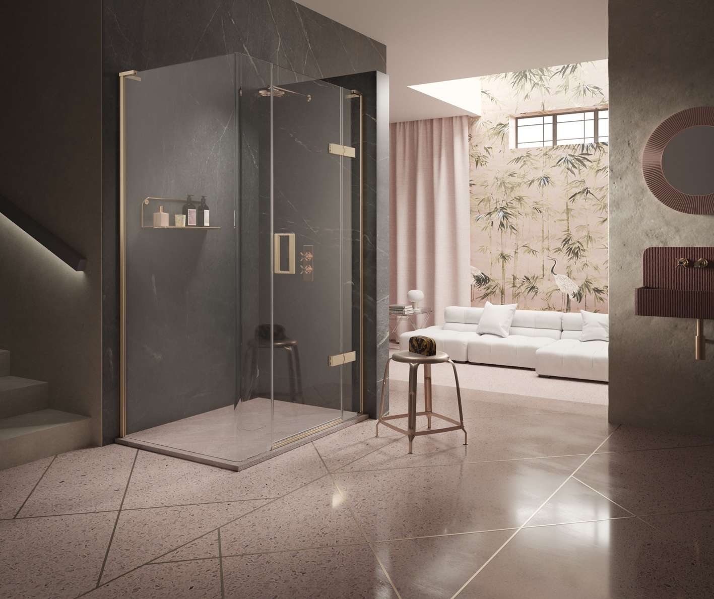 Matki EauZone Plus Hinged Door with Hinge Panel and Radius-20 Side Panel for Corner