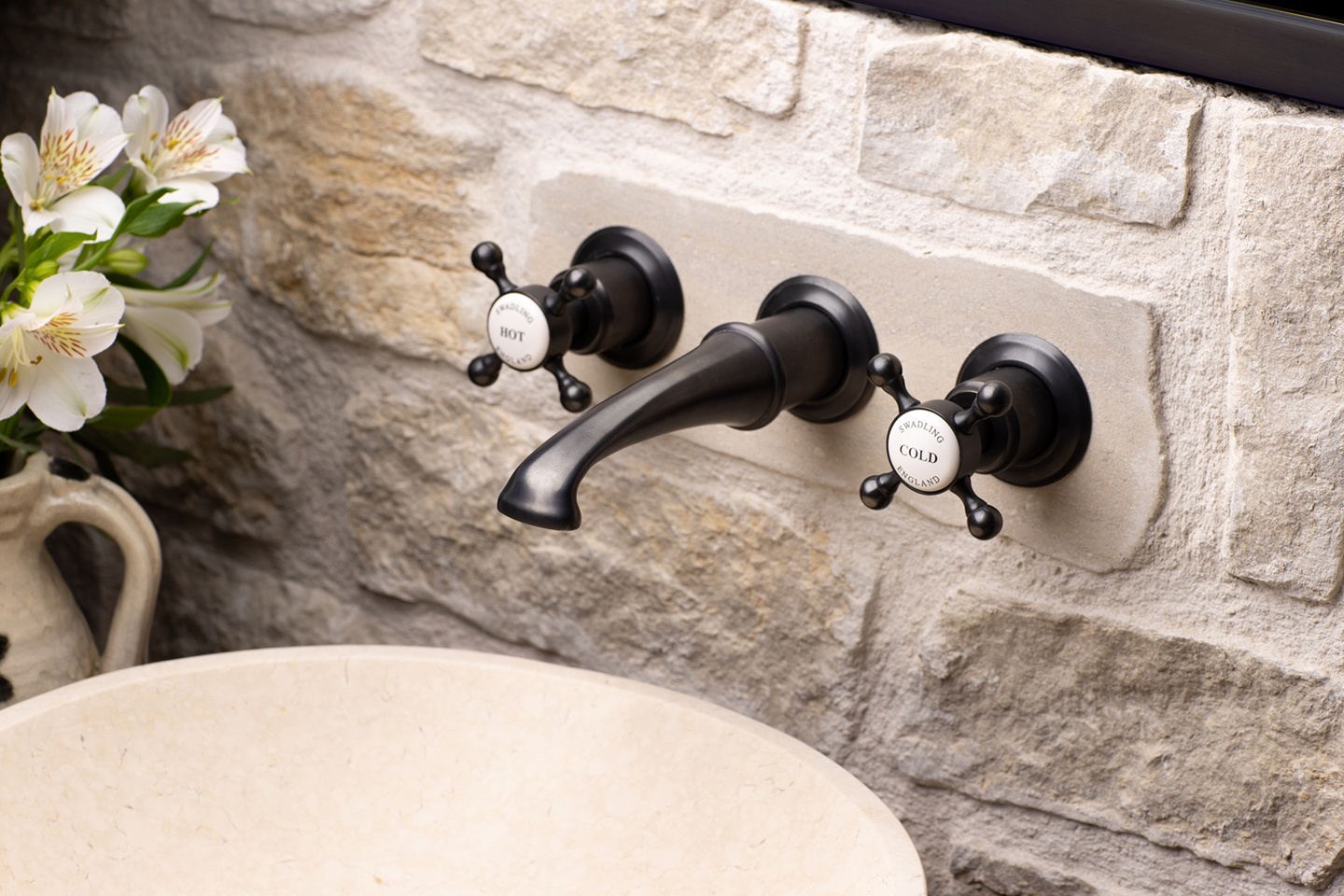 Swadling Brassware Invincible 7220000XH0DB Wall Mounted Basin Mixer   Crosshead   Dark Bronze