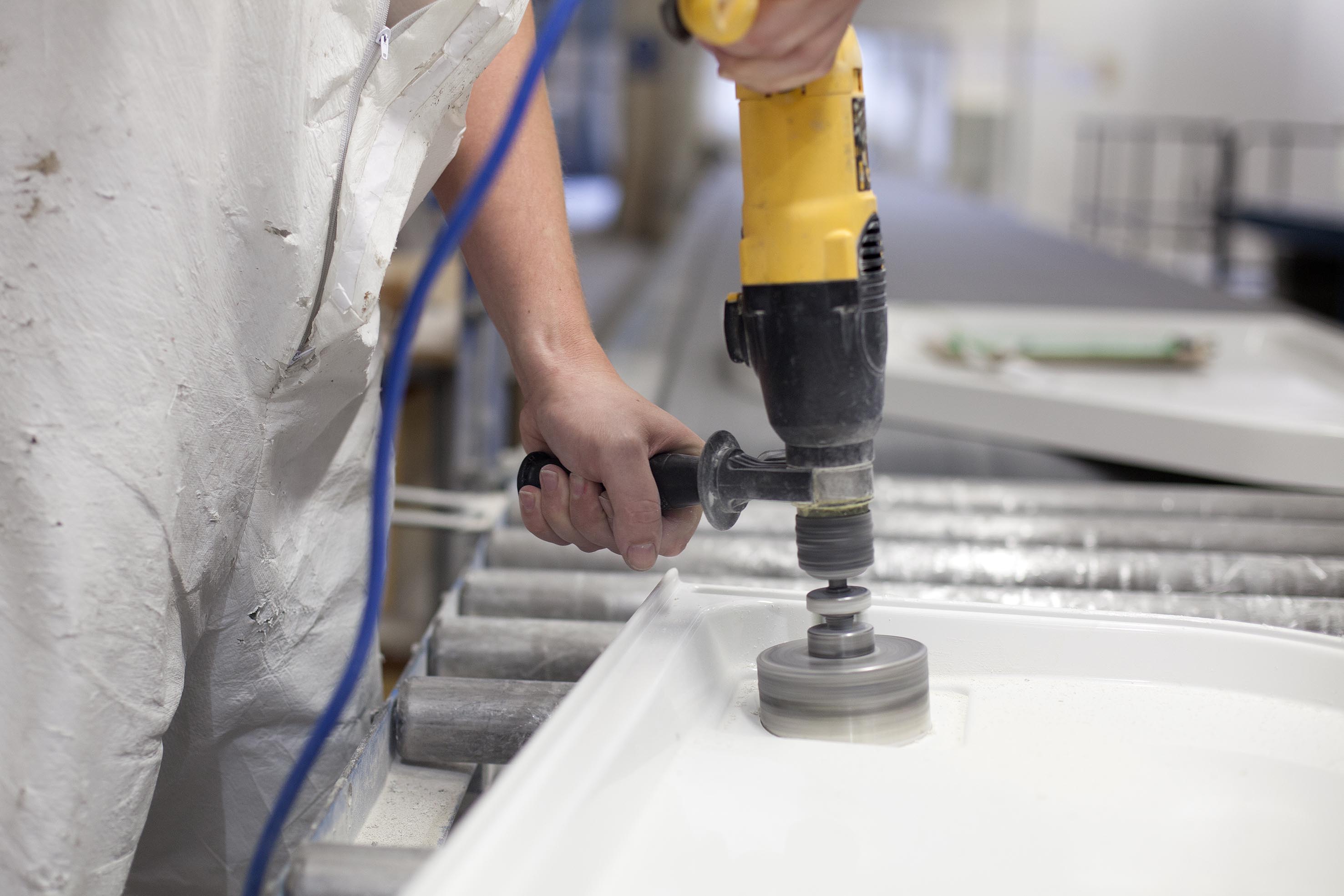 Matki Shower Tray polishing manufacturing