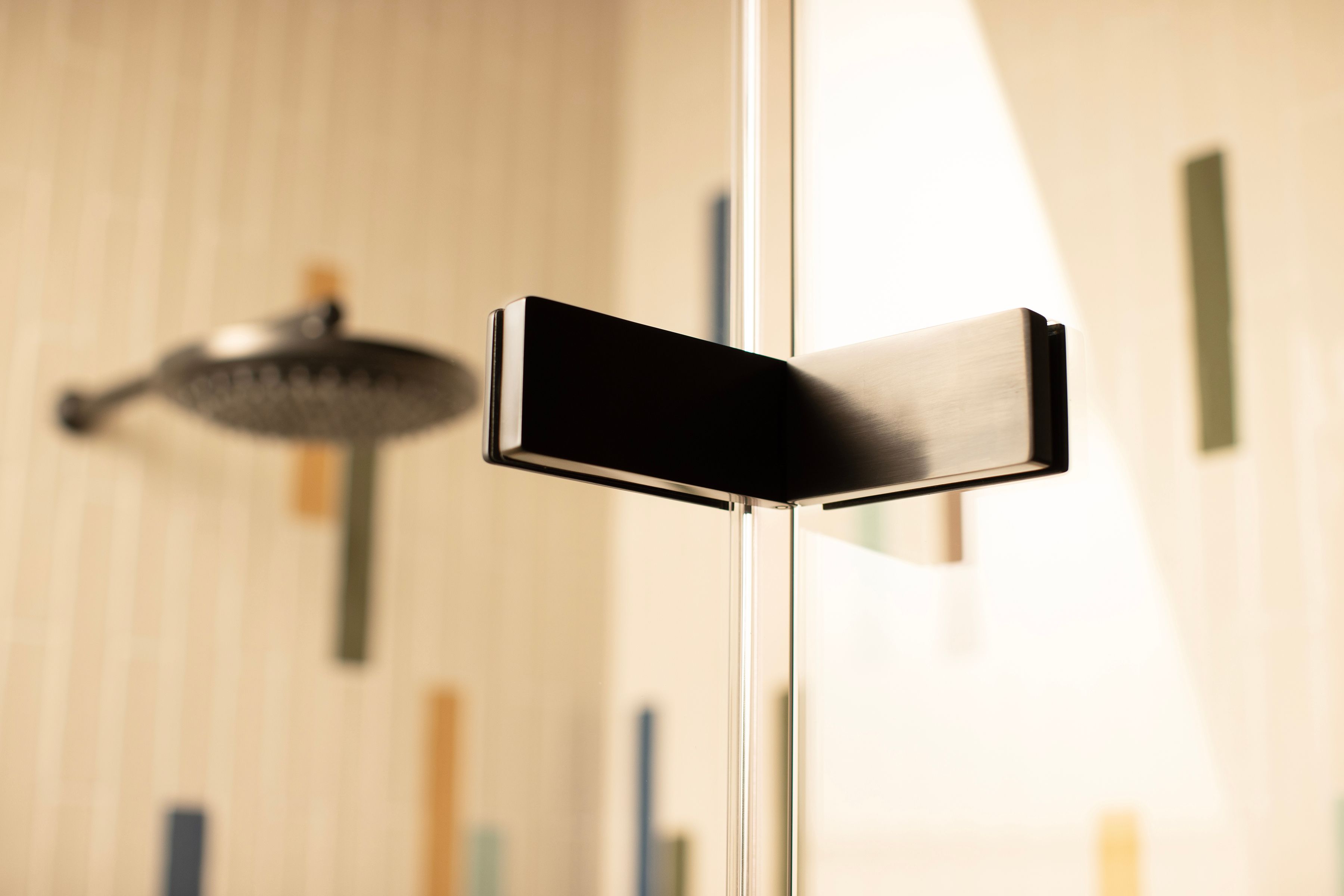 Matki EauZone Panel Mounted Hinge Open View Dark Bronze