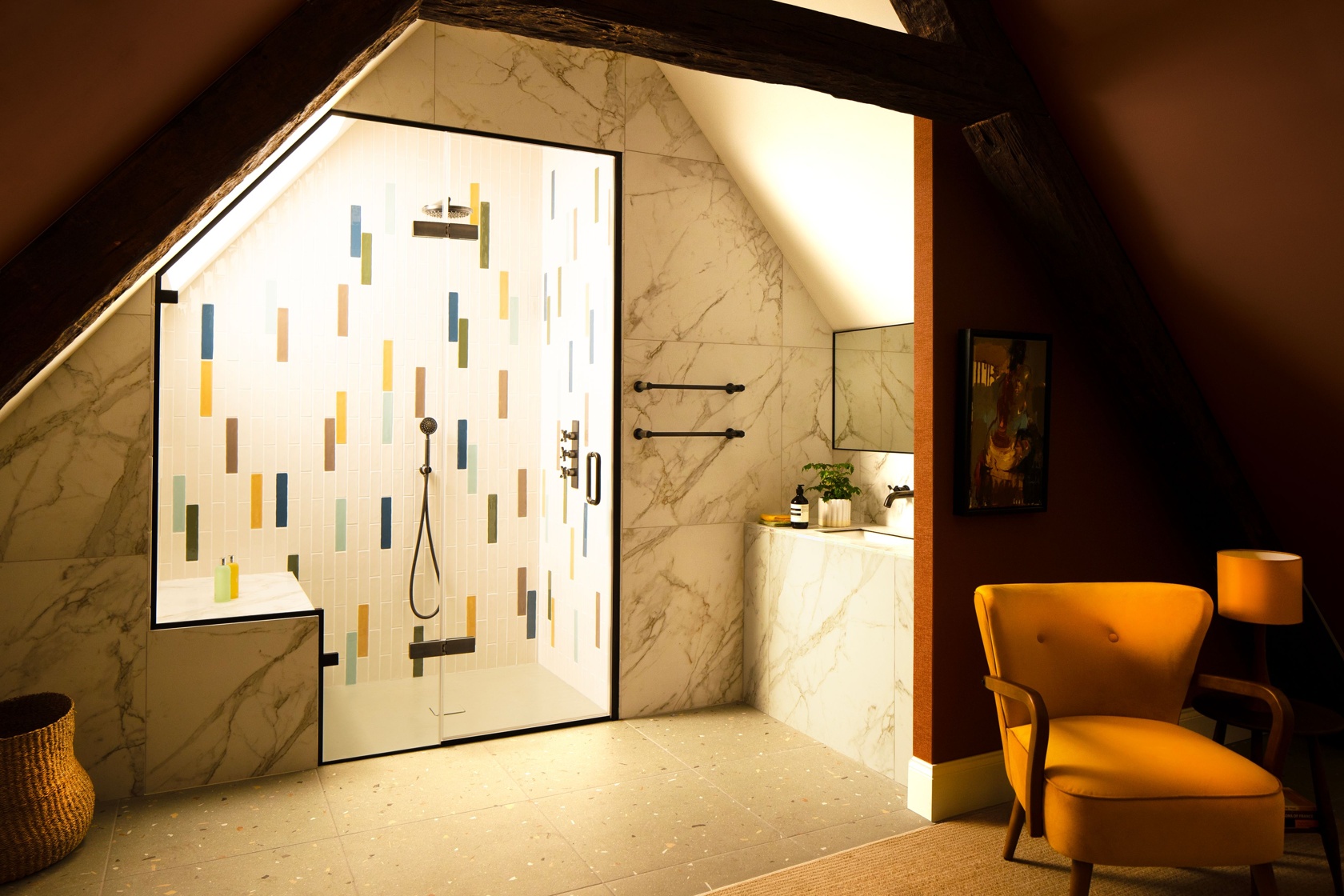 Matki EauZone Bespoke Hinged Door For Recess with Dark Bronze finish