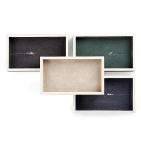 RECTANGULAR SHAGREEN TRAY WITH BONE TRIM