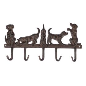 Brown Cast Iron Wall Mounted Hooks With Decorative Dogs