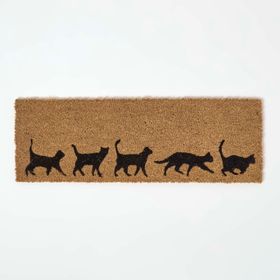Coir Doormat with Cat Silhouettes