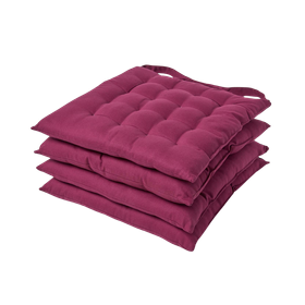 Plum Plain Seat Pad with Button Straps 100% Cotton 40 x 40 cm