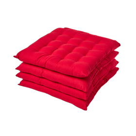 Red Plain Seat Pad with Button Straps 100% Cotton 40 x 40 cm