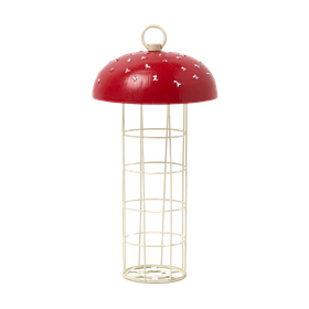 Tall Red Mushroom Hanging Bird Feeder