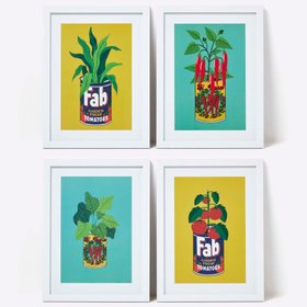 Set of 4 Colourful Tinned Plants Wall Art