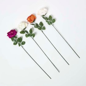Set of 4 Artificial Autumn Rose Stems