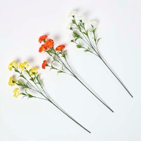Yellow Artificial Carnation Spray Single Stem Set of 3, 55cm