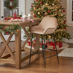 Eton Velvet Bar Stool Champagne