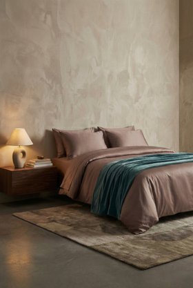 Organic 400 TC Egyptian Cotton Sateen Duvet Cover Set - Brown - Vertical