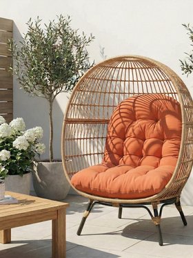 Handmade 100% Cotton Egg Chair Cushion - Burnt Orange