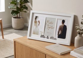White Triple Wedding Photo Frame