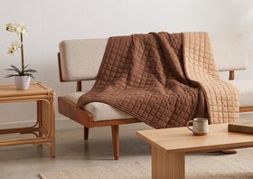 Bedroom Lifestyle Quilted Detail Bedspread Chocolate Brown