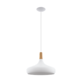 Stockholm fluted pendant, wood and white