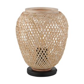 Thalia cloche table lamp, natural woven rattan