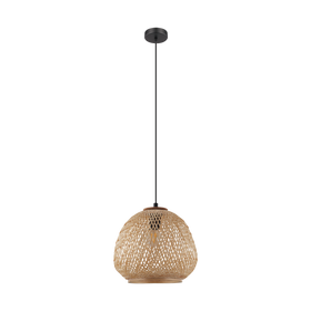 Thalia cloche pendant light, natural woven rattan