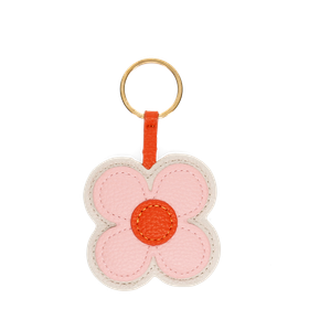 Faux leather keyring - Pink daisy