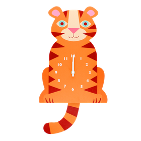 Wooden wall clock with pendulum - Tiger