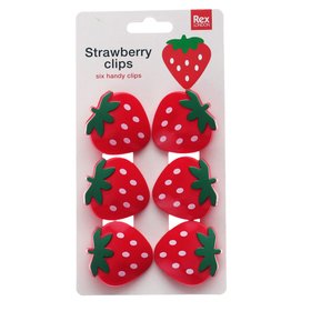 Bag clips (set of 6) - Strawberry
