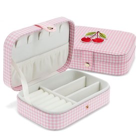 Jewellery box - Pink gingham cherry