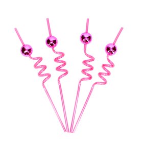 Disco ball party straws (pack of 4) - Pink