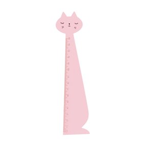 Wooden ruler - Pink cat