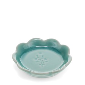 Scalloped ceramic trinket dish - Blue floral