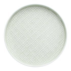 Round enamel trinket tray (30cm) - Light grey