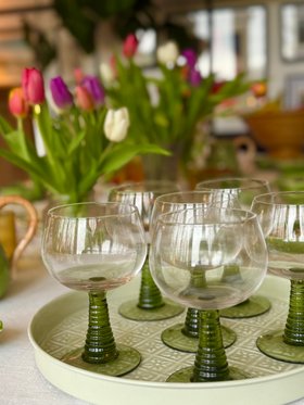 Retro roemer glasses 350ml (set of 2) - Green - (Image credit: @pandora.maxton)